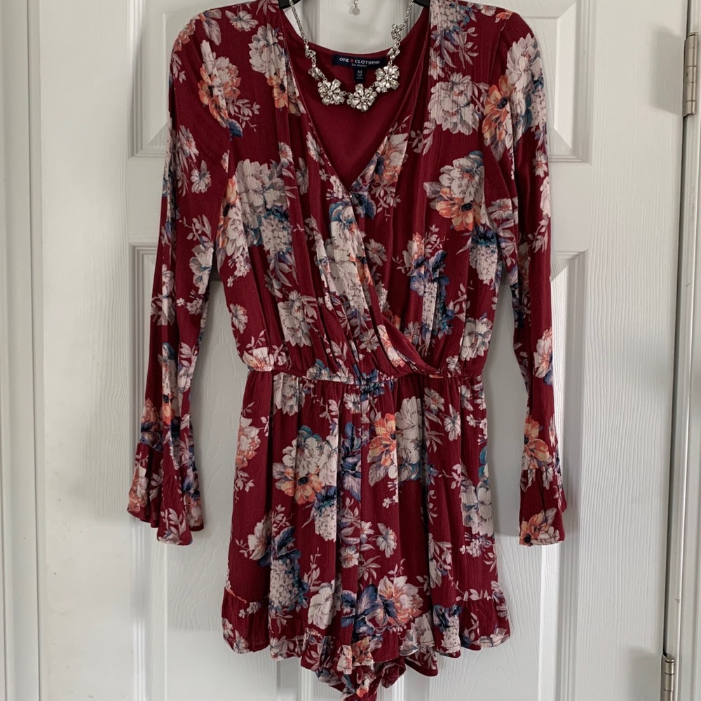 American Clothing Floral Burgundy Romper
